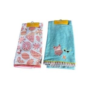 Celebrate Together Summer Beach Set of Hand Towels 2 Coastal Beach Vibe GIFT NEW